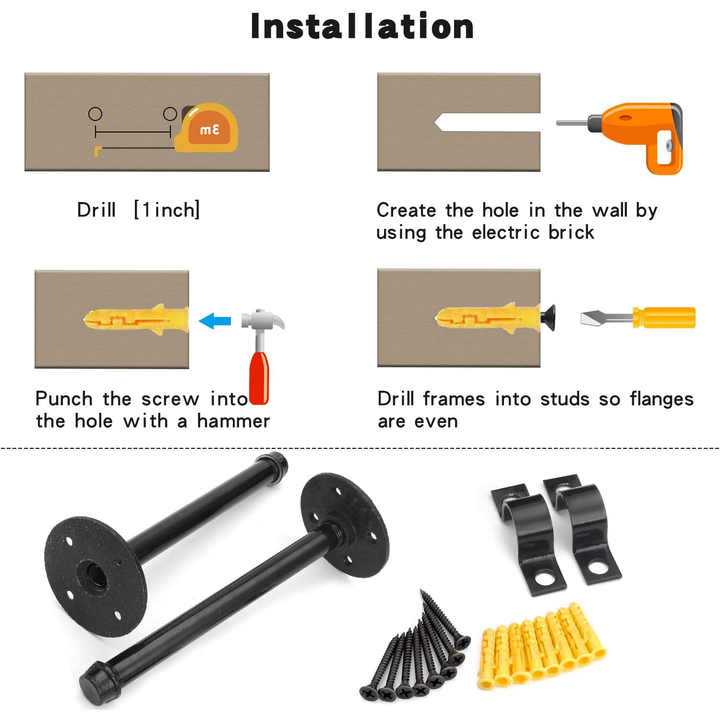 DYMACHINE حوامل رفوف DIY مثبتة على الحائط باللون الأسود